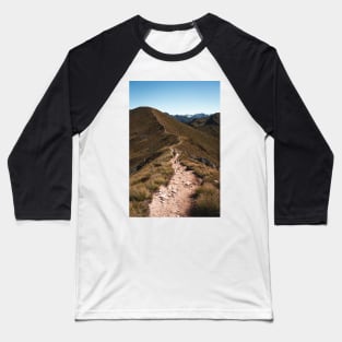 Hiking Mountain Ridge in New Zealand Baseball T-Shirt